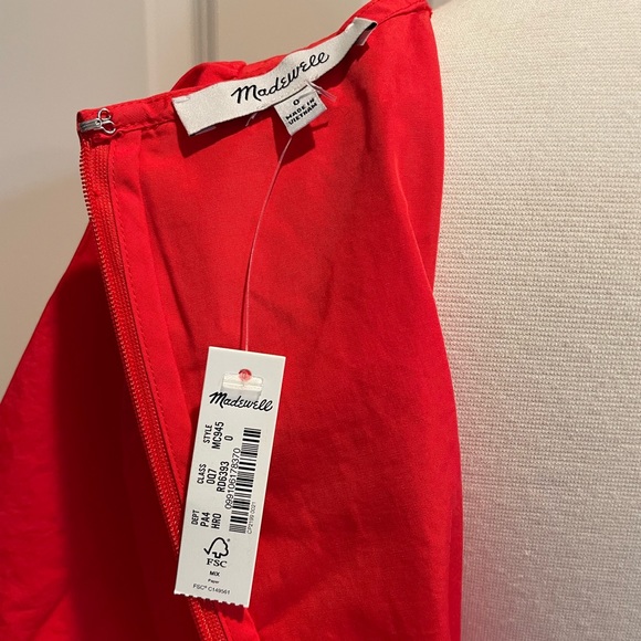 Madewell Poplin Dress Size 0 Red - Picture 13 of 14